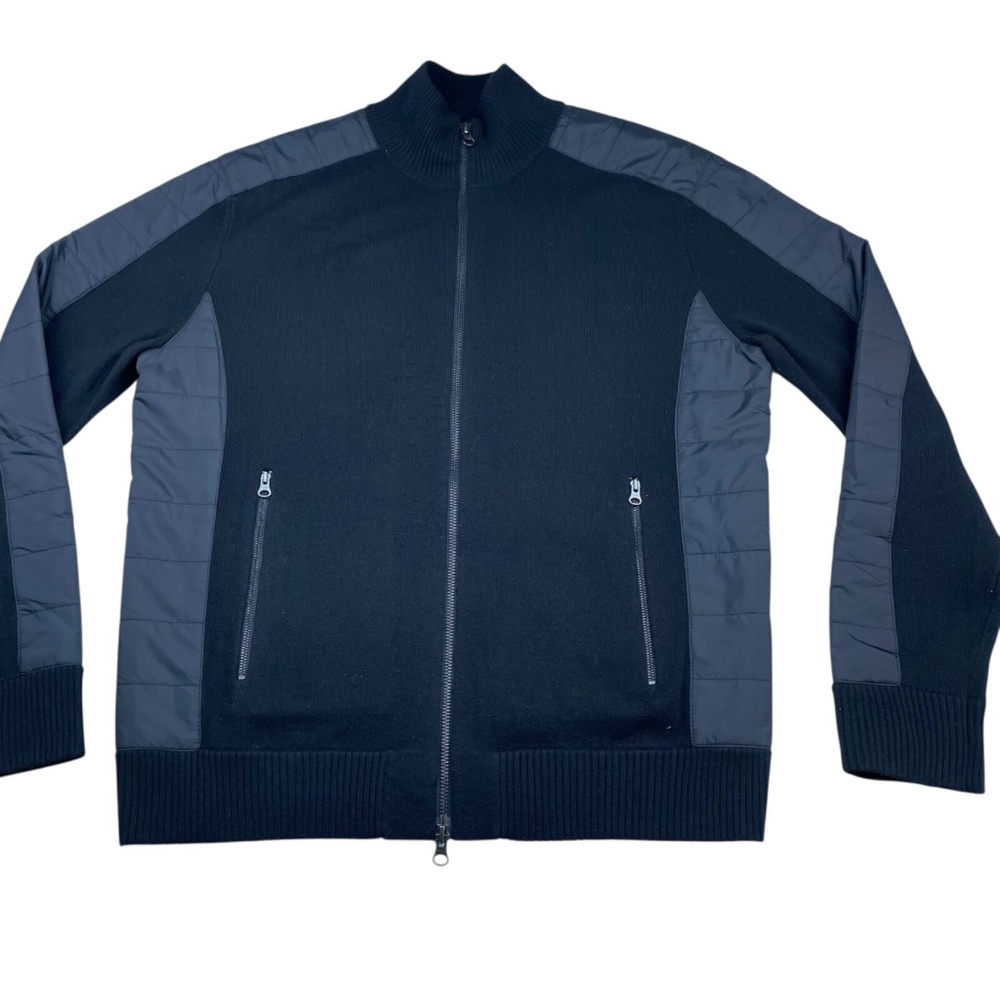 Saks Fifth Avenue Men's Wool/Cashmere Full Zip Cardigan Sweater Black • Large